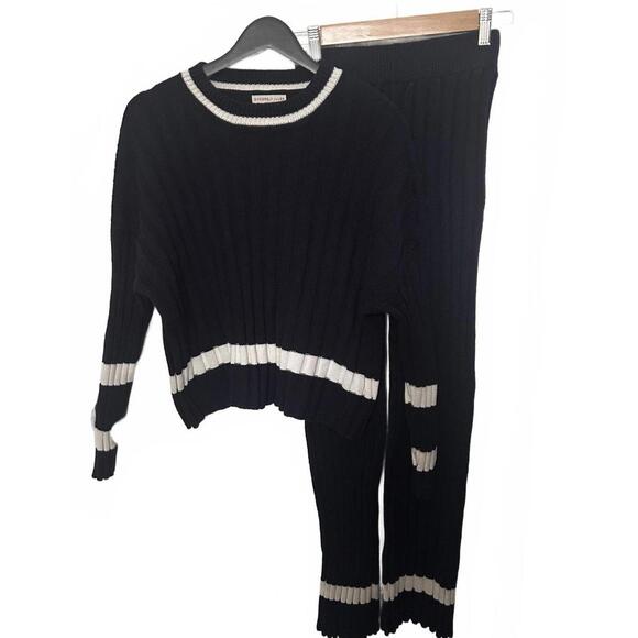Sincerely Jules Navy/White Ribbed Crewneck Pullover Sweater Set Women's Small - Picture 2 of 9